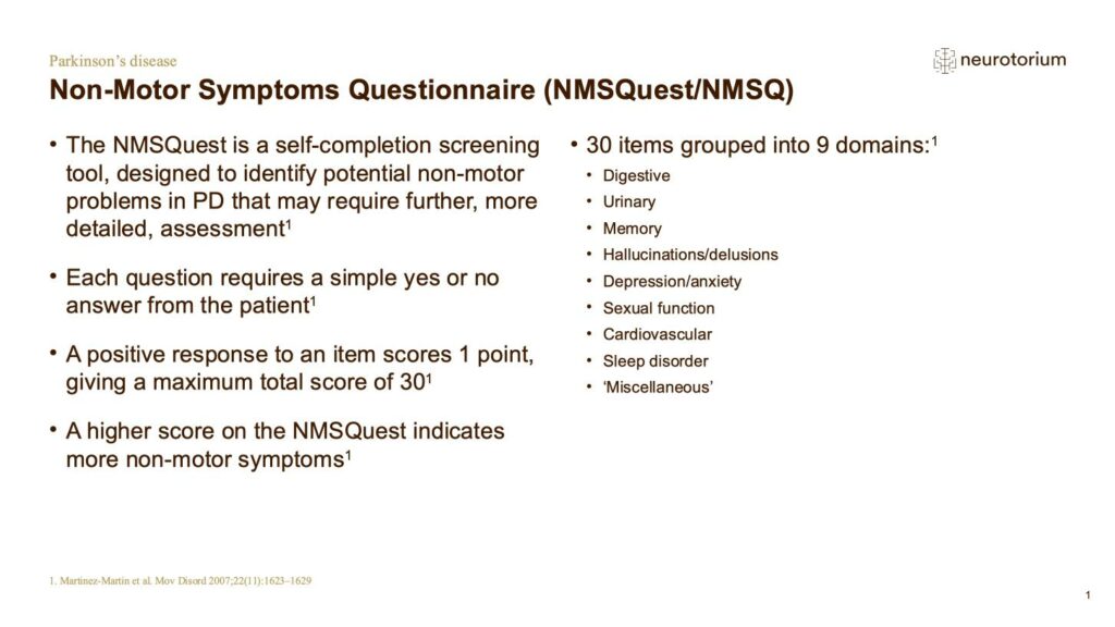 Non-Motor Symptoms Questionnaire (NMSQuest/NMSQ)